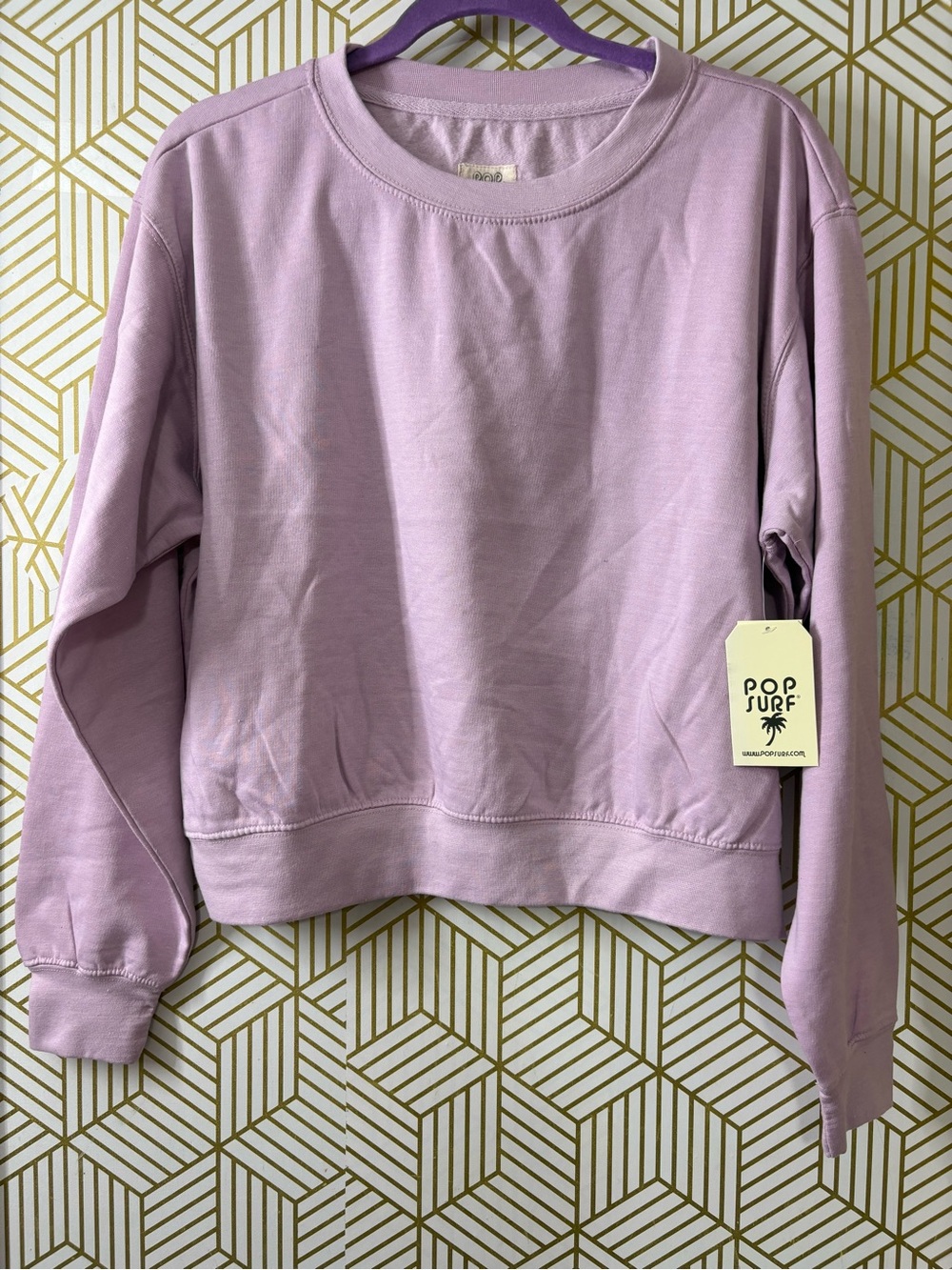 Women's Pop Surf  Lilac Crewneck crop Sweatshirt XL
